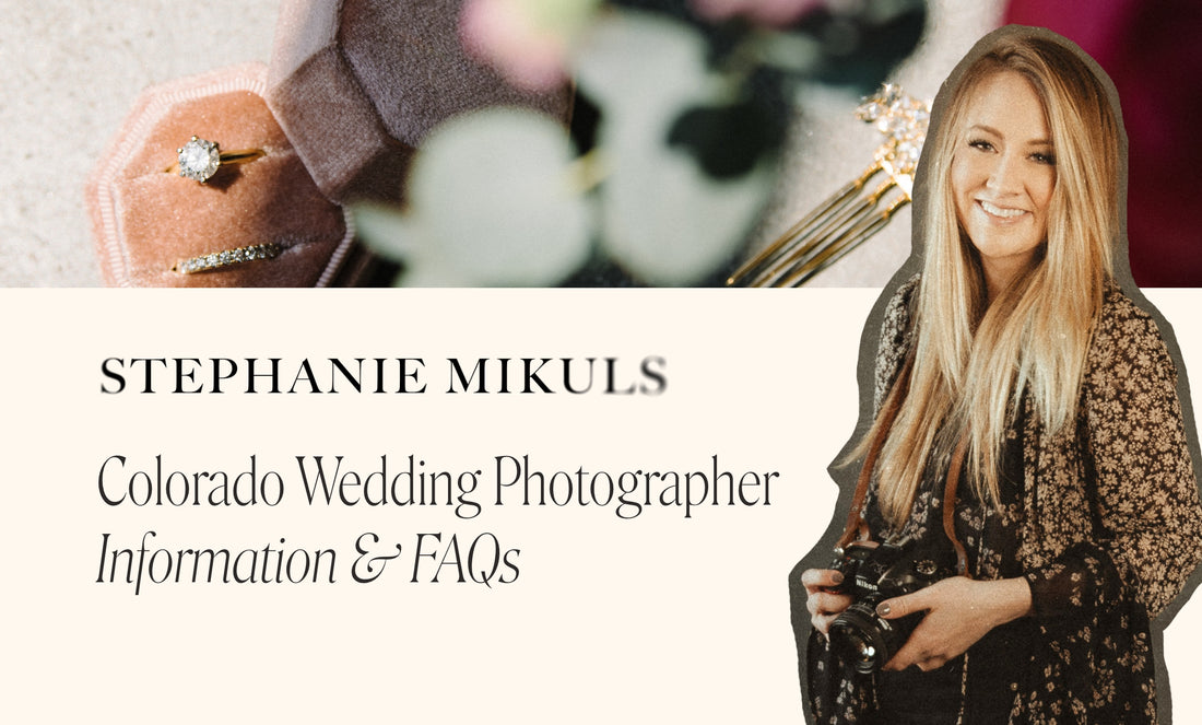 Stephanie Mikuls, smiling Denver-based wedding photographer, outdoors in a scenic Colorado landscape